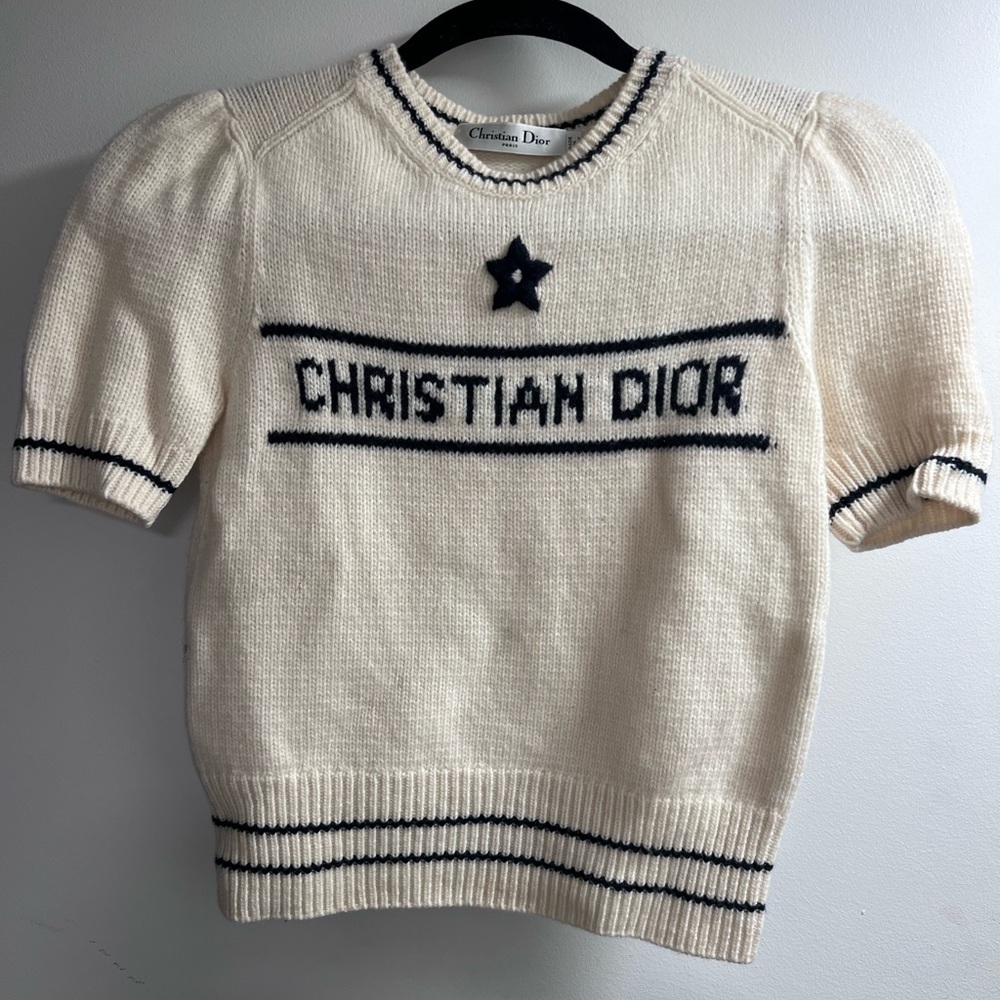 Dior Ivory Knit Sweater with Black Trim